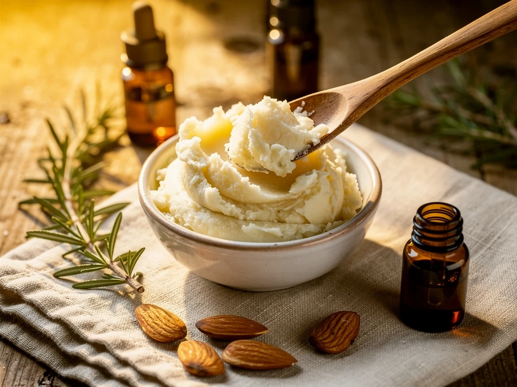 Shea butter and carrier oils used in handmade body butter